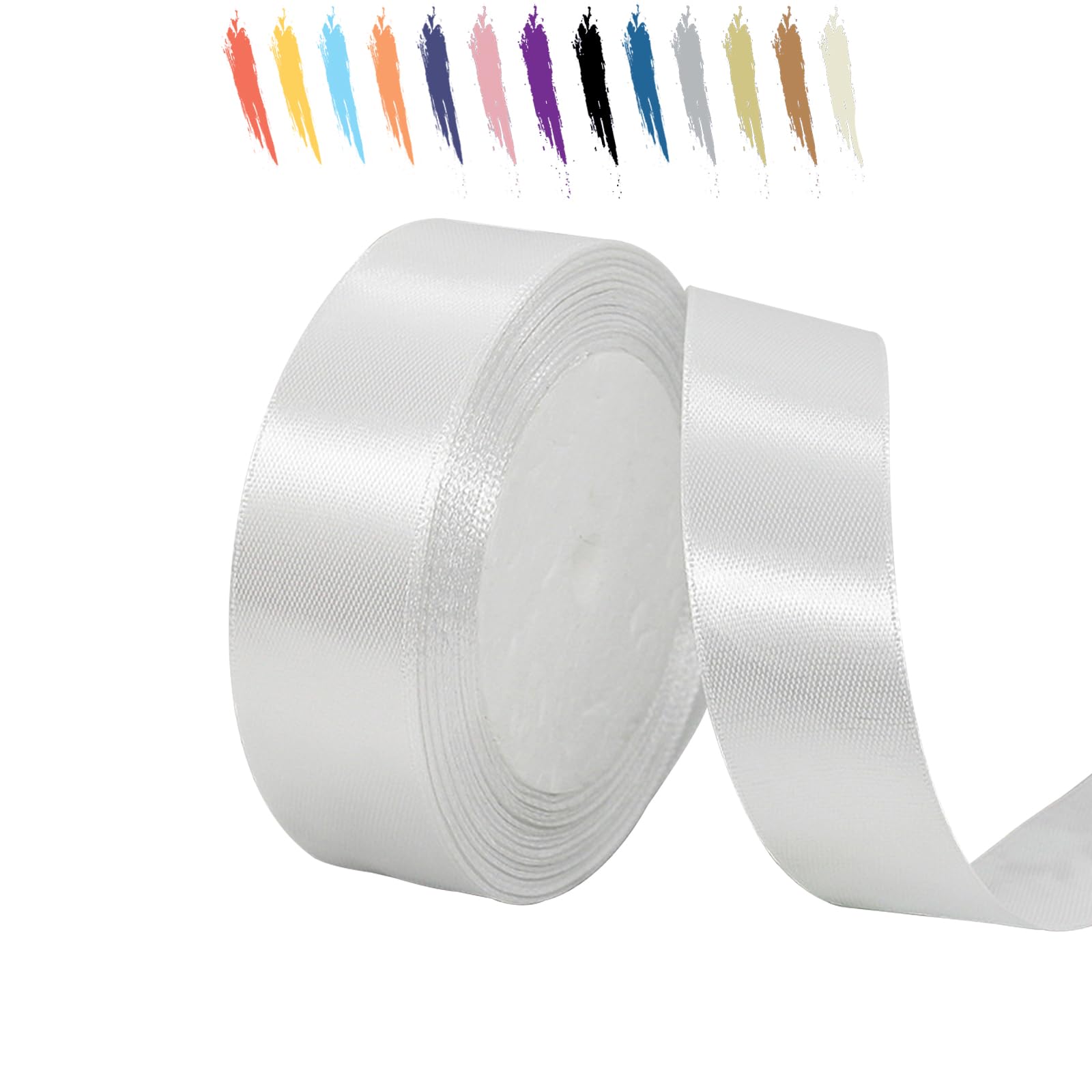 MORAINJAY Satinband 25mm Weiß 23m für Hochzeit Gastgeschenke Tischdeko | Für Hochzeit, Gastgeschenke, Tischdeko, Karten, Blumenarrangements und helle Schleifen für festliche Pakete und Feiern