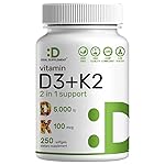 DEAL SUPPLEMENT Vitamin D3 5,000 IU + K2 MK7 Softgels, 250 Count | 2-in-1 Complex | Supports Heart, Bone, Teeth & Immune Health* | Easy to Swallow