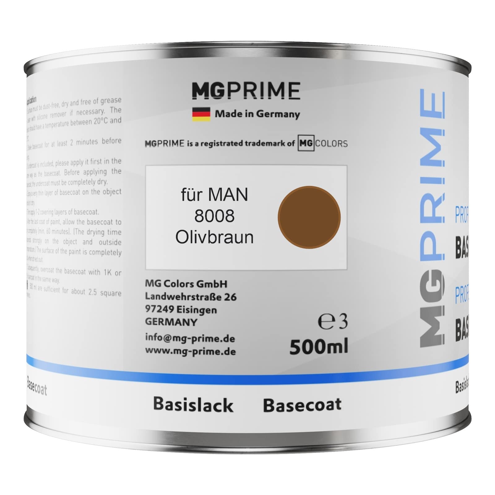 MG PRIME Kit pots de Peinture voiture pour MAN 8008 Olivbraun 1,25L