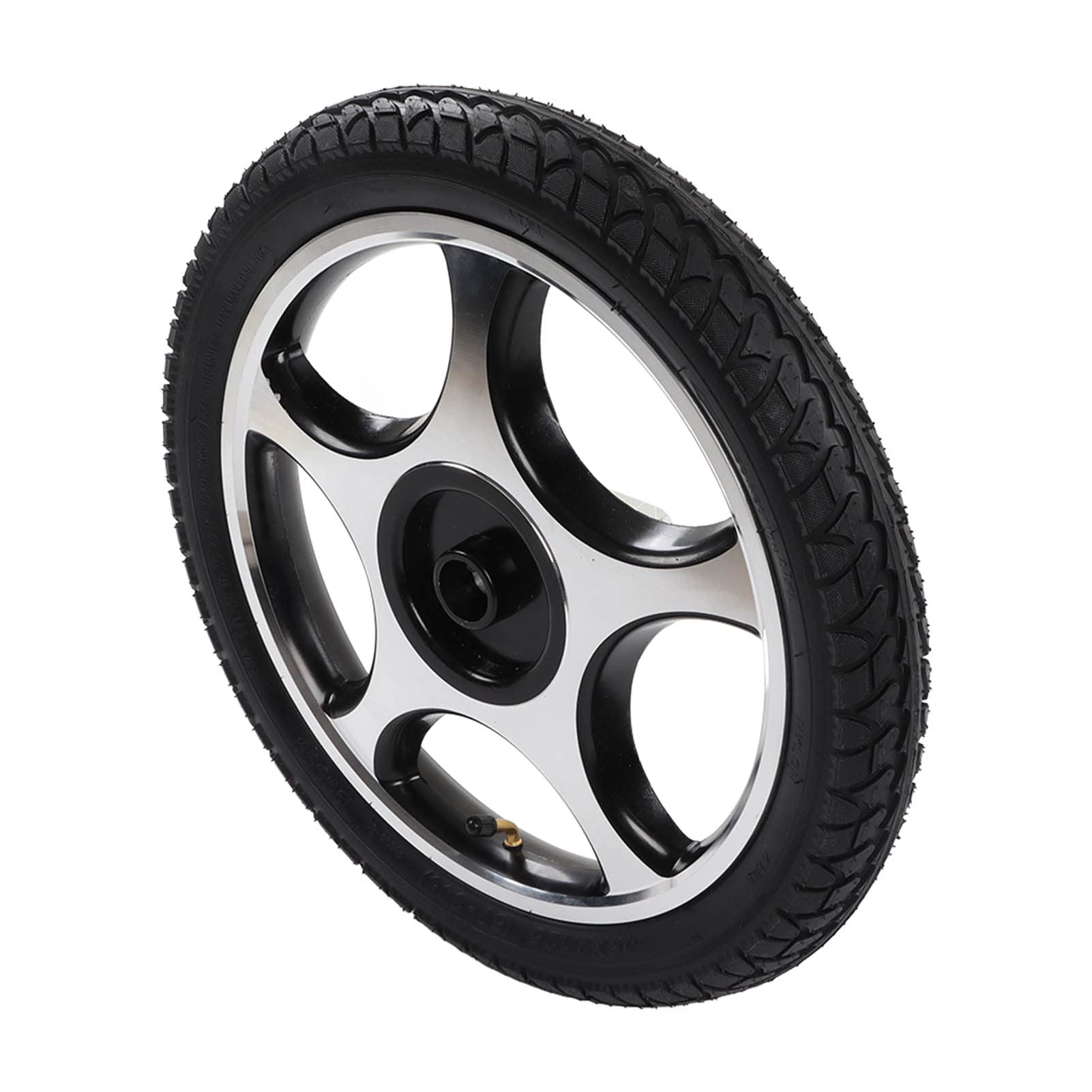 Hyuduo Rueda para Silla de Ruedas Eléctrica Reemplazo de Rueda para Silla de Ruedas de Acero de Aleación de 16 Pulgadas con Neumático de Goma Antideslizante Buje a Prueba de Herrumbre para Carritos de
