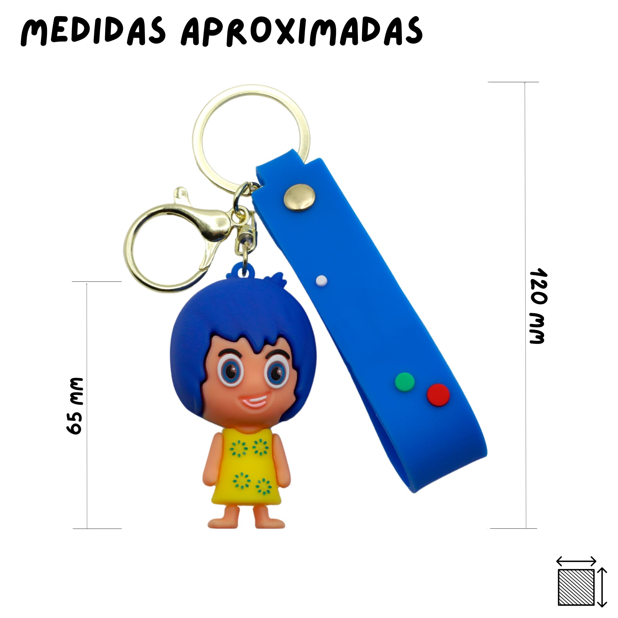 Llavero personaje alegria silicona, dibujo animado alegria, 6 cm, Silicona - imagen 4