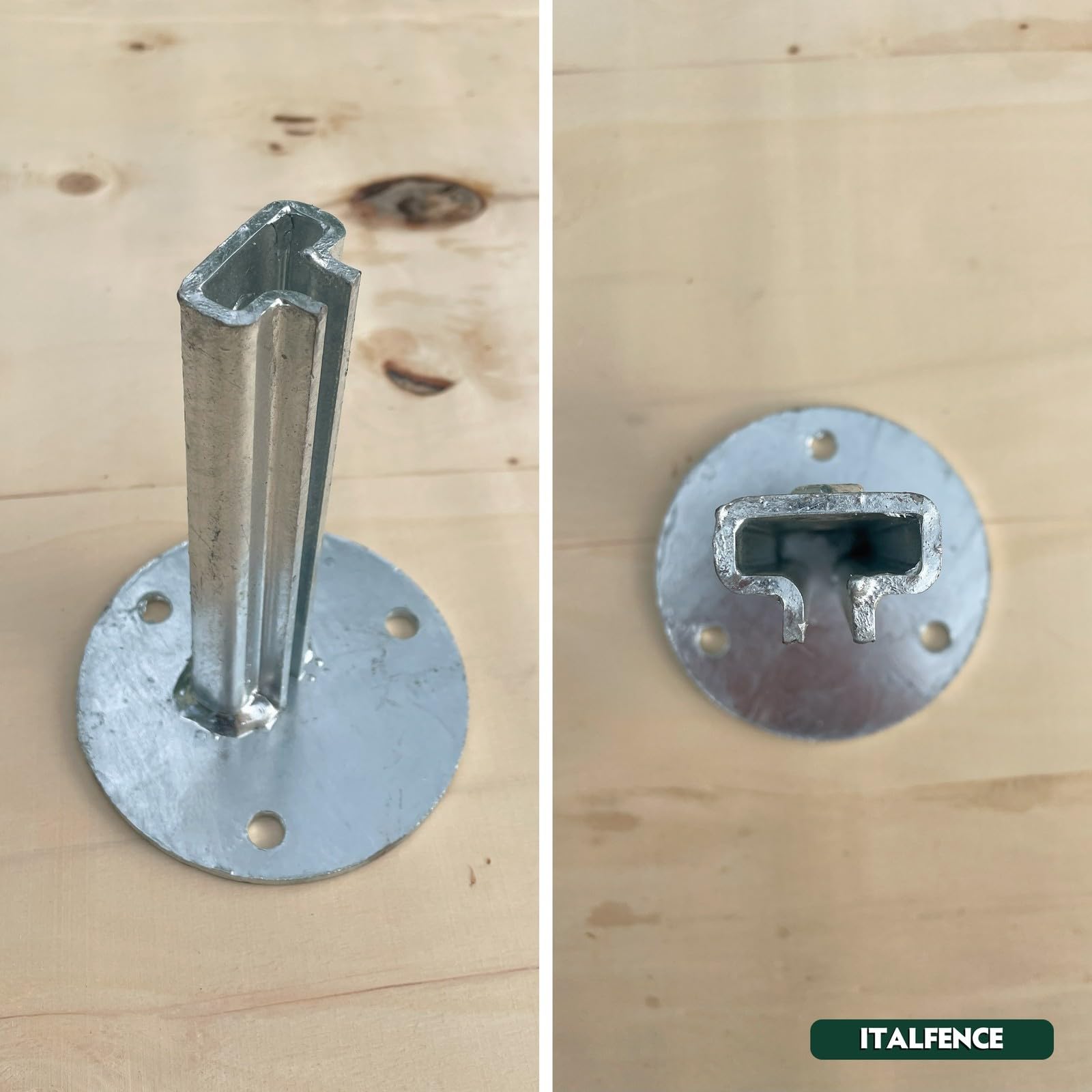 Base para poste T 30x30mm, acero galvanizado [5 piezas]