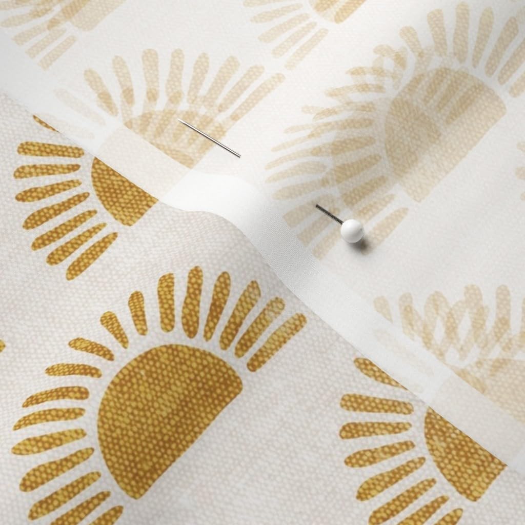 Spoonflower Fabric - Small Scale Sunshine Block Print Boho Sun Golden Trendy Nursery Printed on Chiffon Fabric by The Yard - Sewing Fashion Apparel Dresses Home Decor