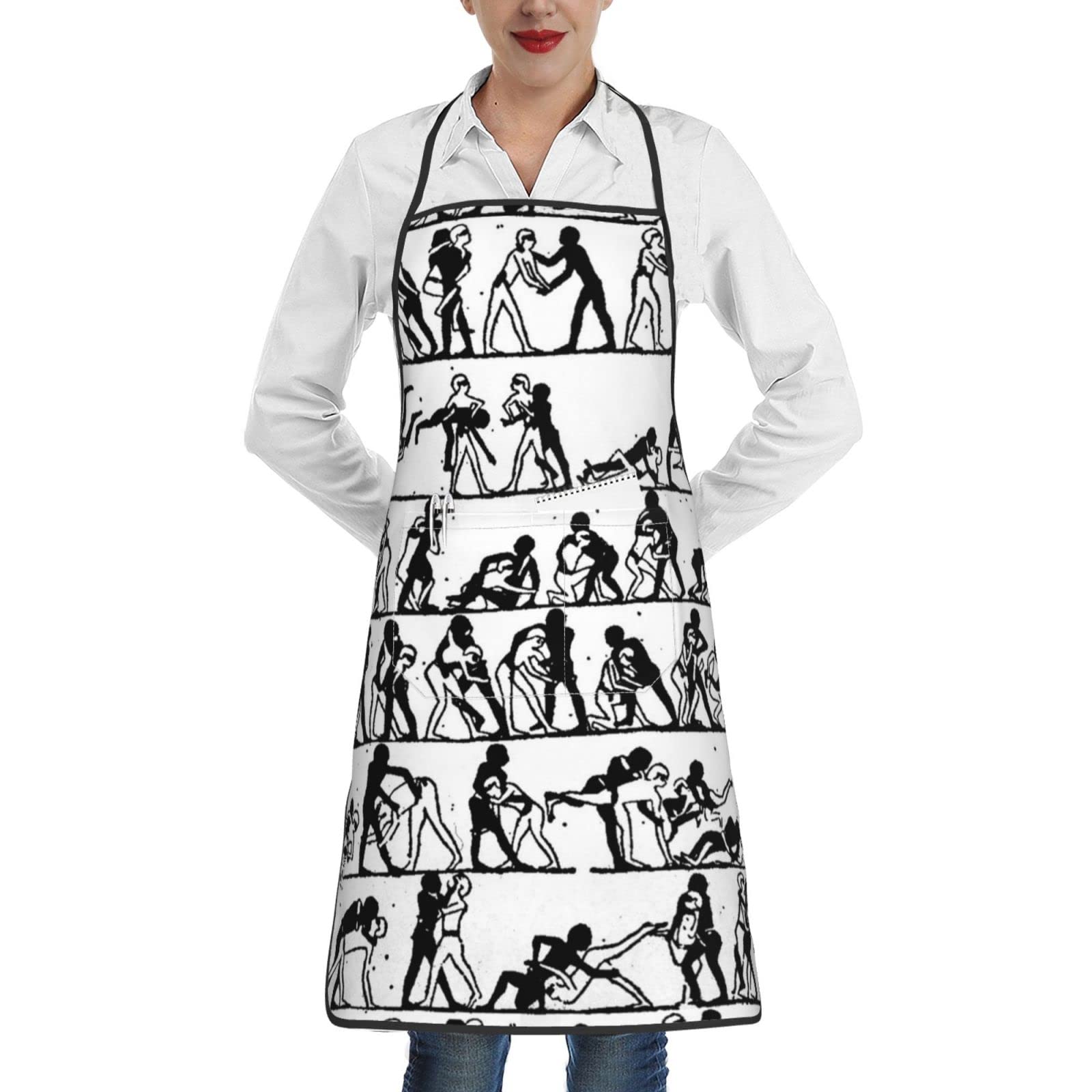 Aseelo Wrestlers Sports Aprons, Unisex Cooking Apron Bib Apron With Pockets For Home Kitchen Restaurant Bbq Baking