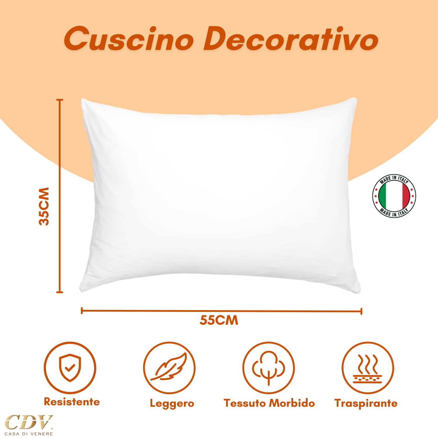 Cuscino Imbottito 35x55 Cm - Anima Per Cuscini Divano, Letto E Poltrone, Made In Italy - Foto 4