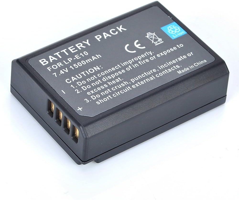 Canon LP-E10 Replacement Battery Pack for EOS 1100D, EOS Kiss X50, EOS Rebel T3 Digital SLR Cameras, 7.4V 1500mAh