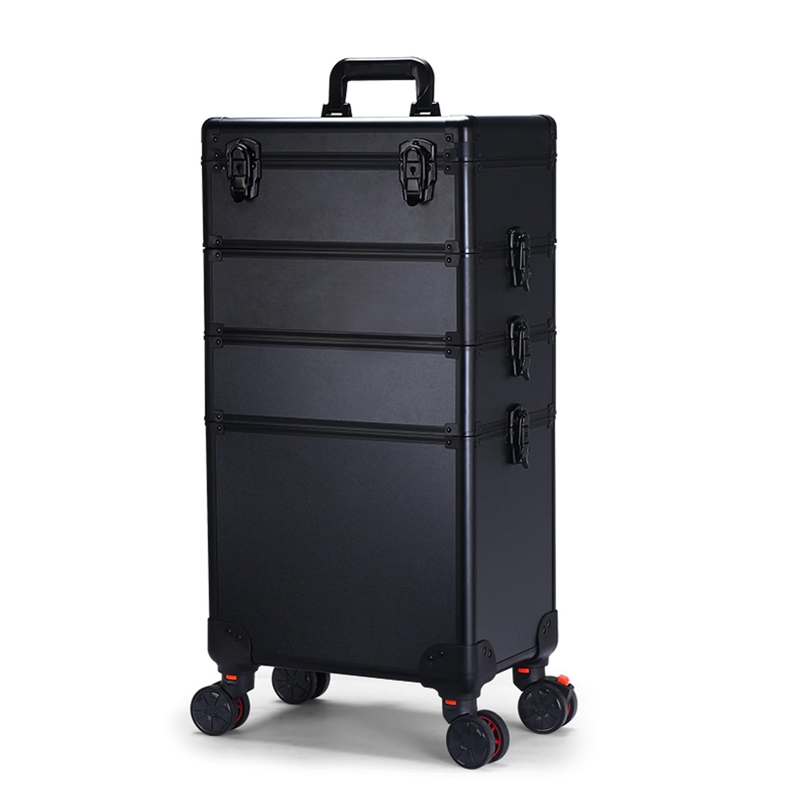 Rolling De Aluminio Maletín De Maquillaje Profesional Estuche para Maquilladores, Maquillaje De Tren Maleta con Ruedas, Neceser con Luz Y Espejo, Organizador De Maquillaje Viaje,Negro (Color : Noir,