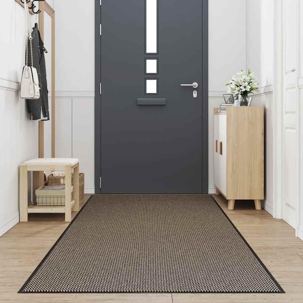 Zerbino marrone 115 x 500 cm, robusto polipropilene con fondo in PVC, tappetino antiscivolo per corridoio, terrazza coperta e ufficio
