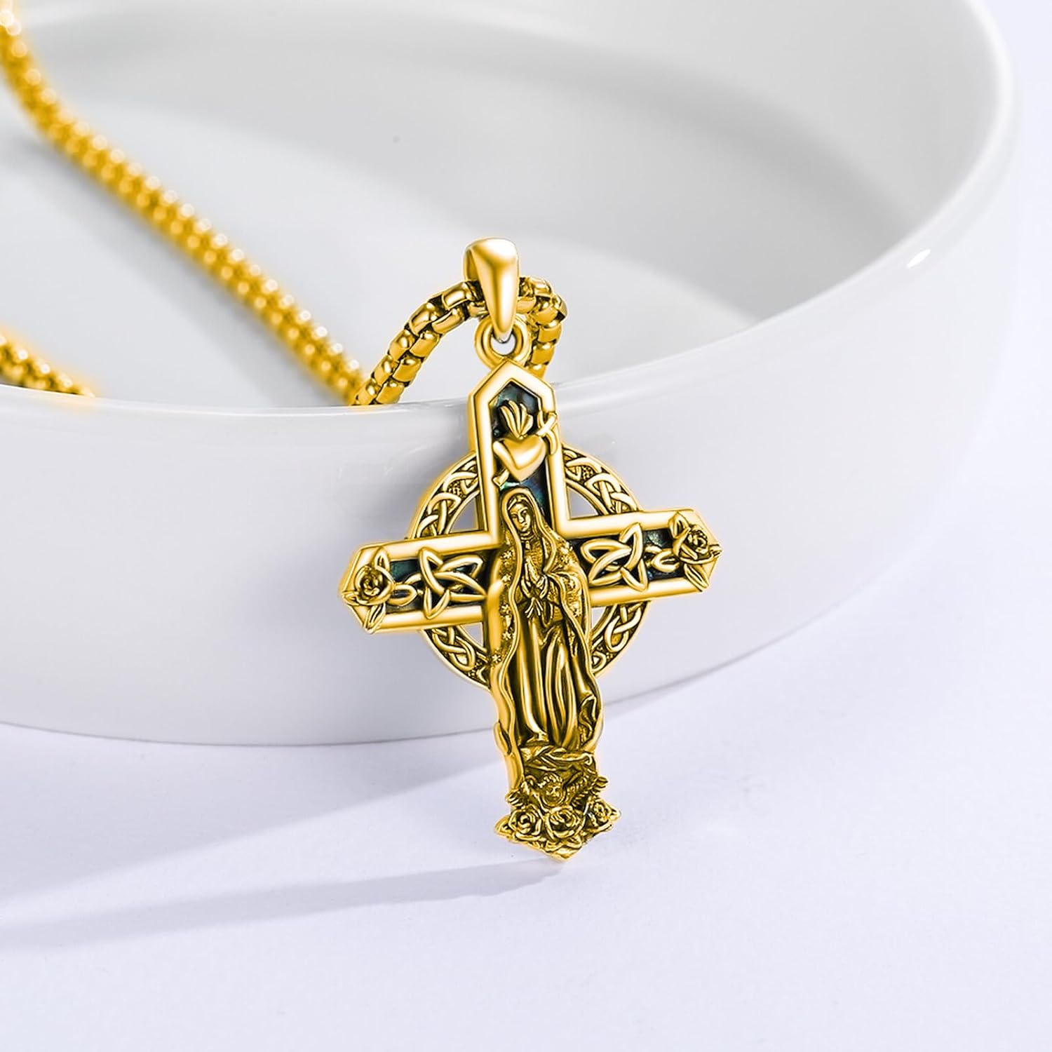 Midir&Etain Cross Necklace 925 Sterling Silver Celtic Christian Pendant Religious Protection Jewelry for Women Men - Image 2