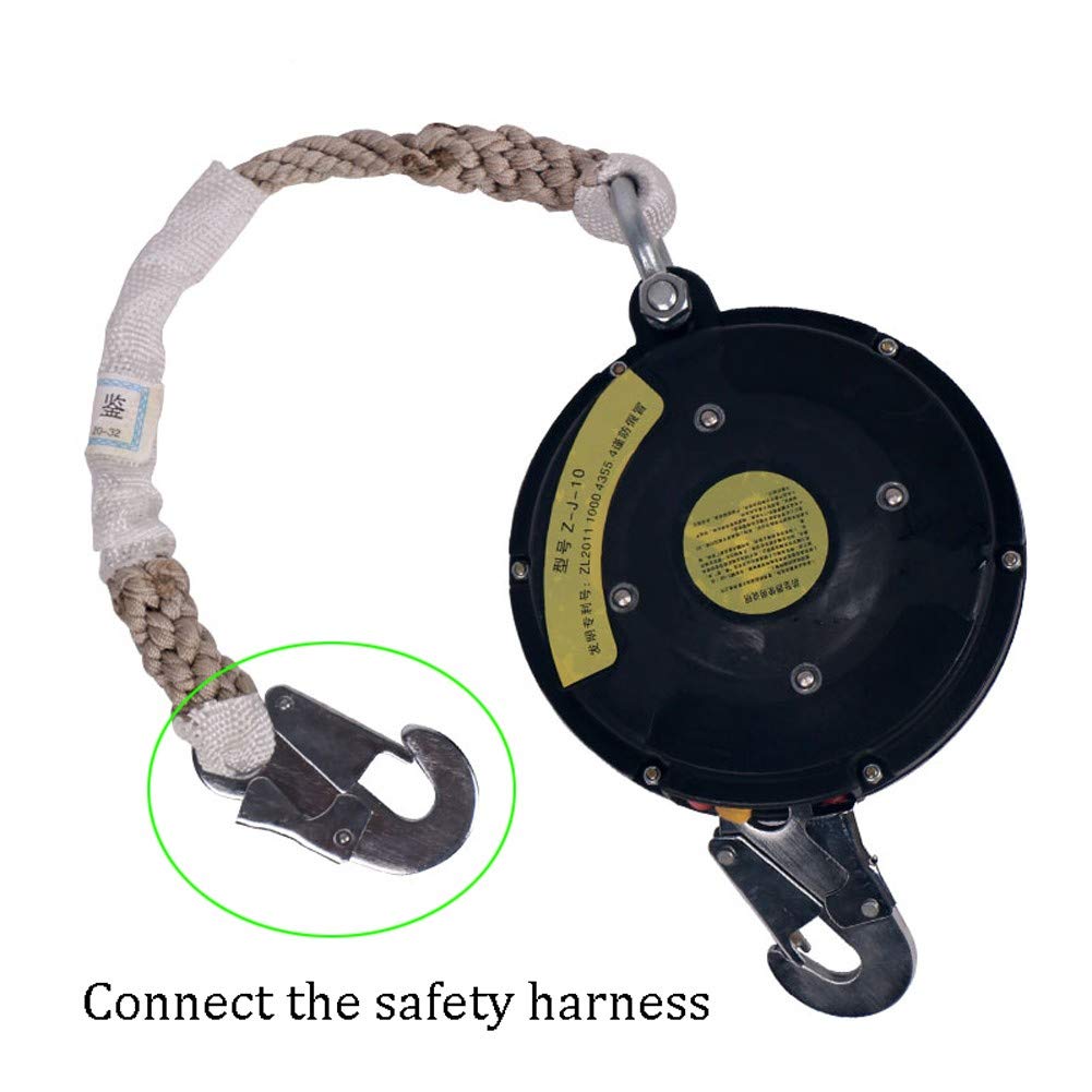 Línea de Vida autoretráctil, Amortiguador de Cuerda, limitador de caída Personal con Gancho de Barra de Refuerzo, Red de poliéster Dynema para Conector rápido para Montaje