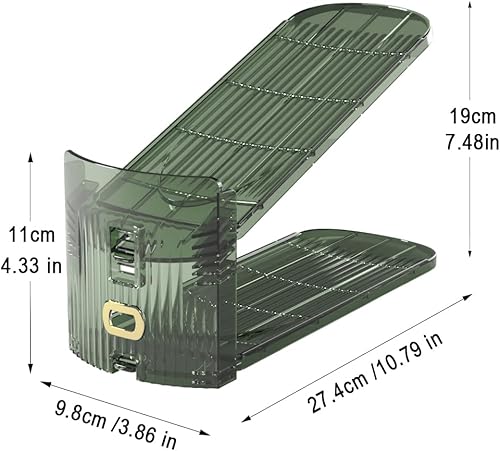 Miniatura 2 de Organizador de ranuras para zapatos, apilador de zapatos ajustable, ahorrador de espacio, material grueso, soporte de doble plataforma para