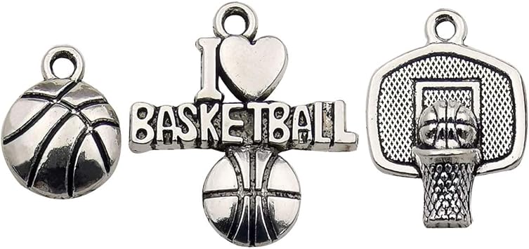 iloveDIYbeads Ball Sports Charms-75pcs Alloy Ball Games Sports Basketball Charms For Jewelry Making Crafting DIY Necklace Earrings Bracelet Accessaries M324