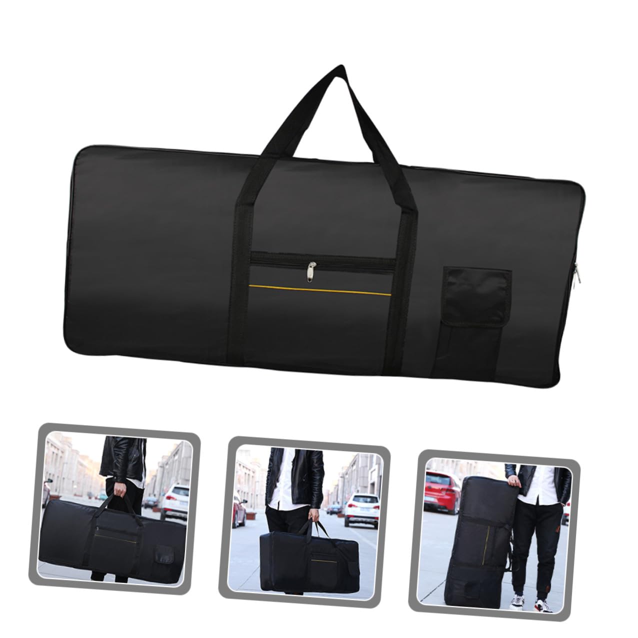 Zerodeko Borsa per Tastiera Musicale Elettronica Doppia Zaino e Borsa a Mano 61 Tasti Oxford Nera Resistente