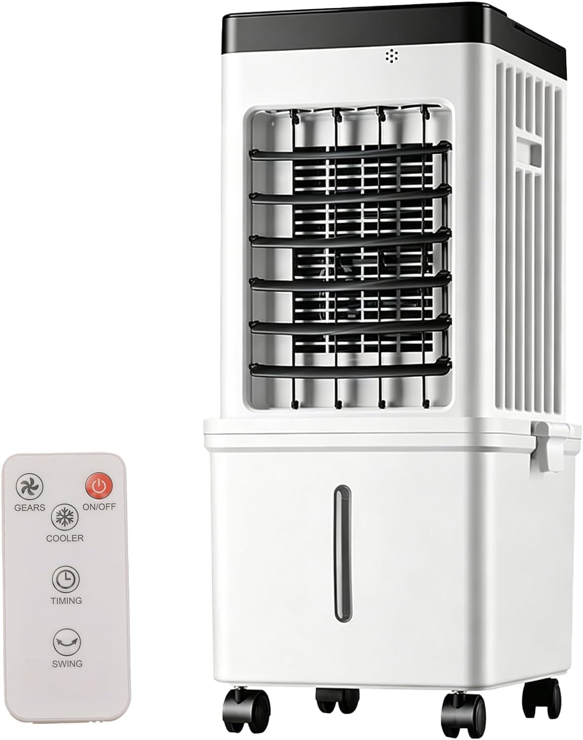 15L Evaporative Air Cooler with Remote Control, 3-in-1 Water Tank, Evaporative Cooling Fan with 3 Speeds, 3 Wind Modes, 7.5H Timer & 120° Oscillation, Portable Room Cooler