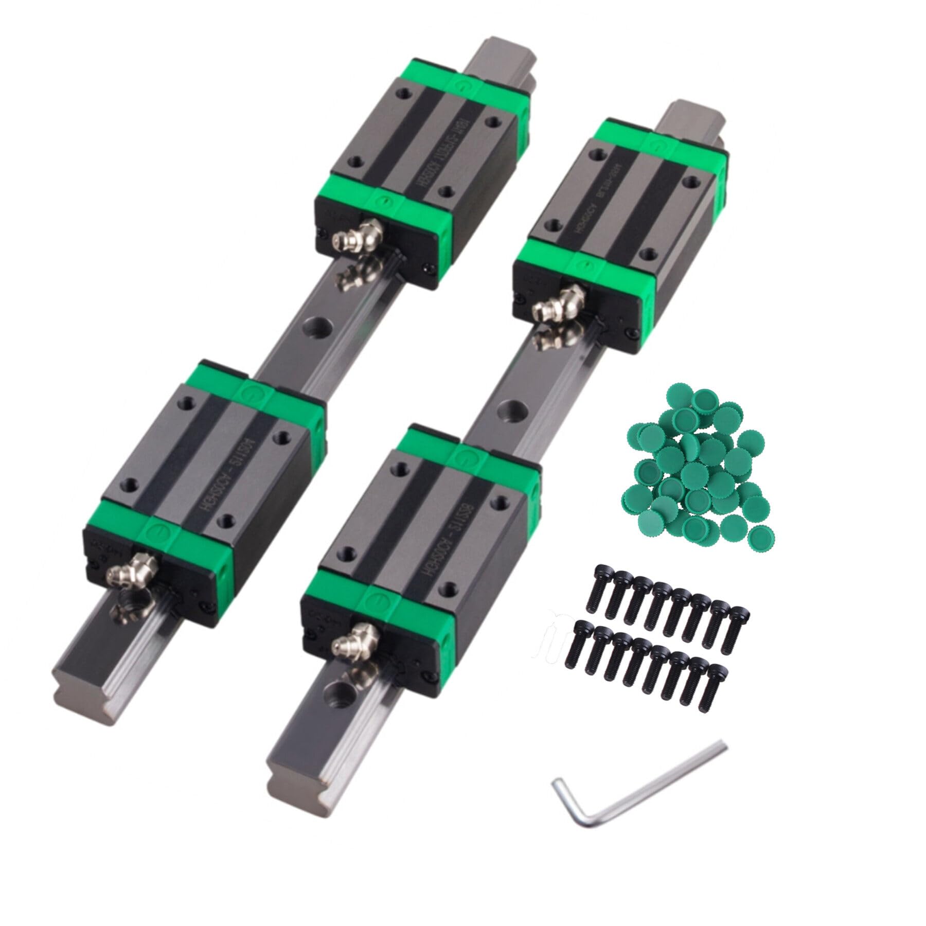 CNCYEAH HGR15 Geleiderail, 2 stuks, HGR15, 1500 mm, lineaire rail 4 stuks HGH15 glijblokken voor elektrische apparaten, CNC-machines, medische machines, 3D-printers