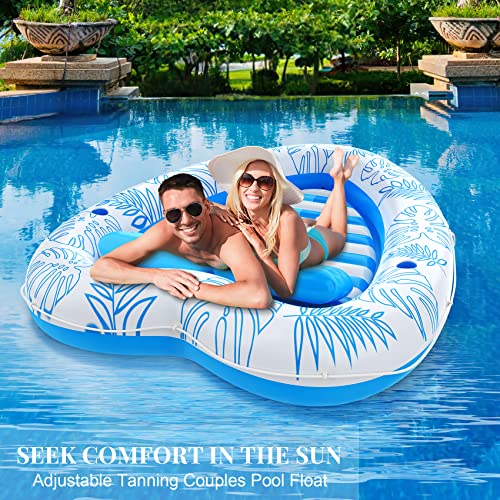 Bloranda Large Pool Floats For Adults - Heart-Shaped Inflatable Tanning Pool Lounger Float | Inflatable Pool For Adults, Tanning Bed Mat Pad Beach Pool Party Toys For Adults Kids 87X67’’ #TOP1