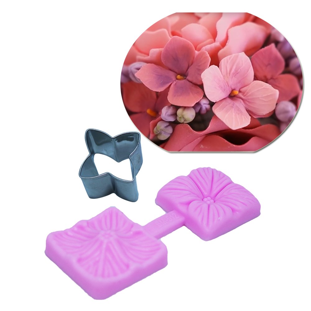Carunke Sugar Craft Tools RoHydrangea Flower Fondant and Gum Paste Petal Veiner & Cutter Cake Decorating Moulds Fondant Sugarcraft Mould