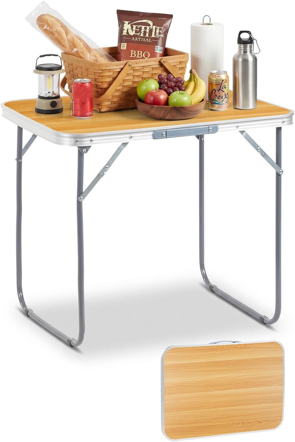 Outvita 2.3ft Portable Folding Camping Table, Outdoor Waterproof Picnic Table, Aluminum Lightweight Suitcase Foldable Table for Picnic BBQ Beach Dining