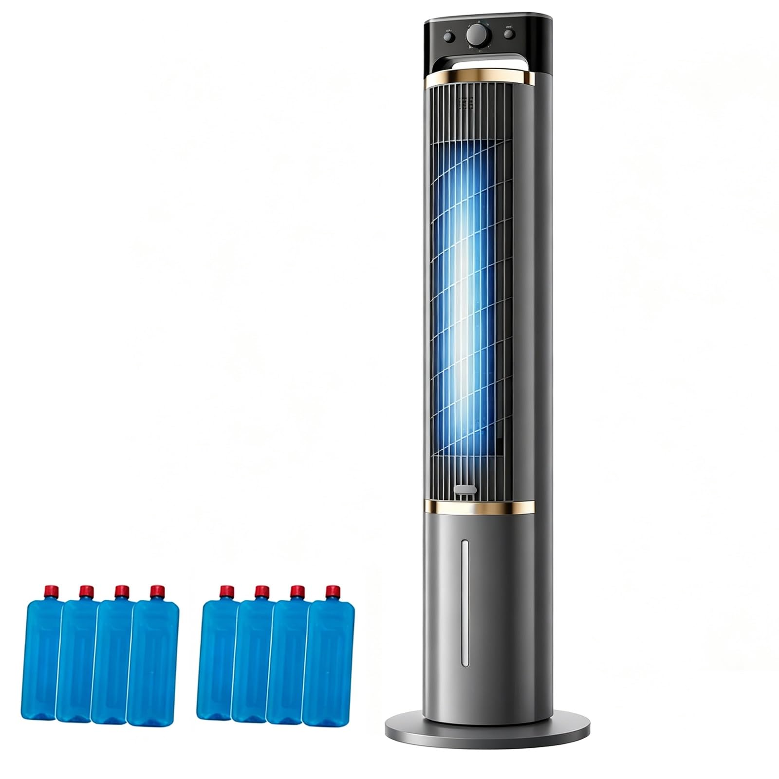 Swamp Cooler Air Conditioner, 3 Speed, 1.2 Gal Tank, 8 Ice Packs, Evaporative Air Cooler, 170° Oscillating, for Bedroom Indoor Room Office