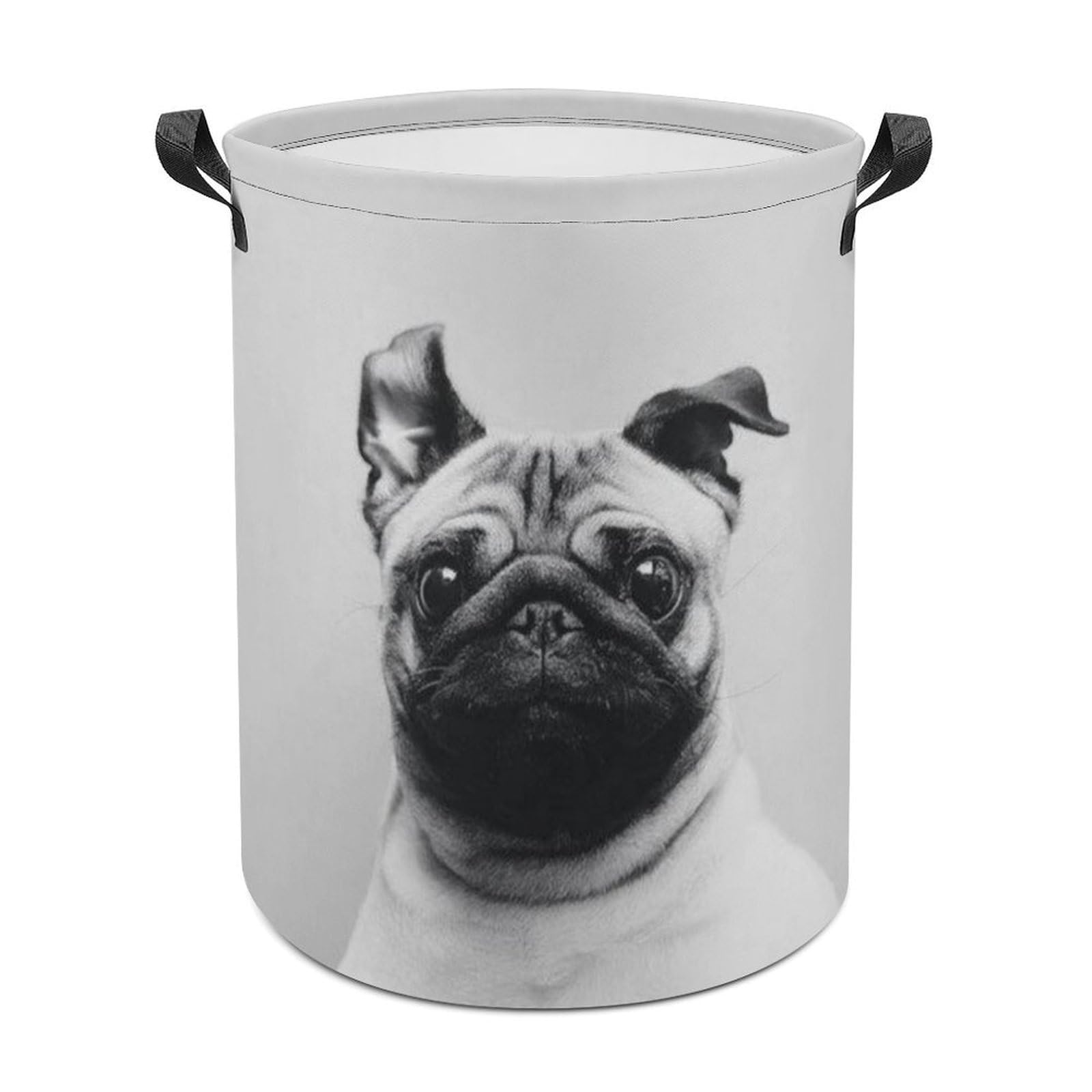 Wlntrophic Laundry Hamper, Cute Pug Laundry Basket, Washing Basket with Handle