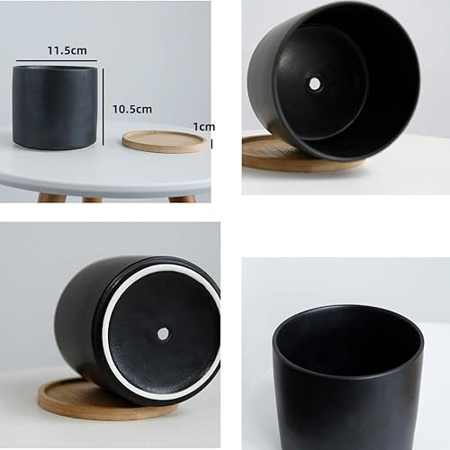 Miniatura 2 de Yi Lighting Juego de 2 macetas para interiores y exteriores, maceta de cerámica de porcelana de 4.5 pulgadas con orificio de drenaje y bandeja de