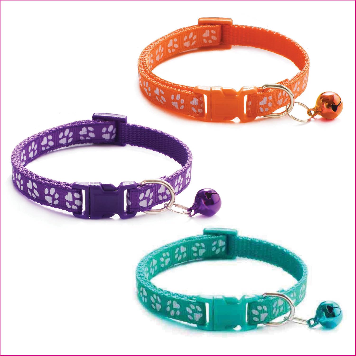 Litvibes Cat Collars Set of 3 with Bell,Kitten & Small Soft Adjustable Collar Safe,Solid & Protection Breakaway for Cats & Puppies,Cute Kitty Neckband with Paw Print- Orange,Purple,Turquoise (B0CXV44Q75) Amazon Price History, Amazon Price Tracker