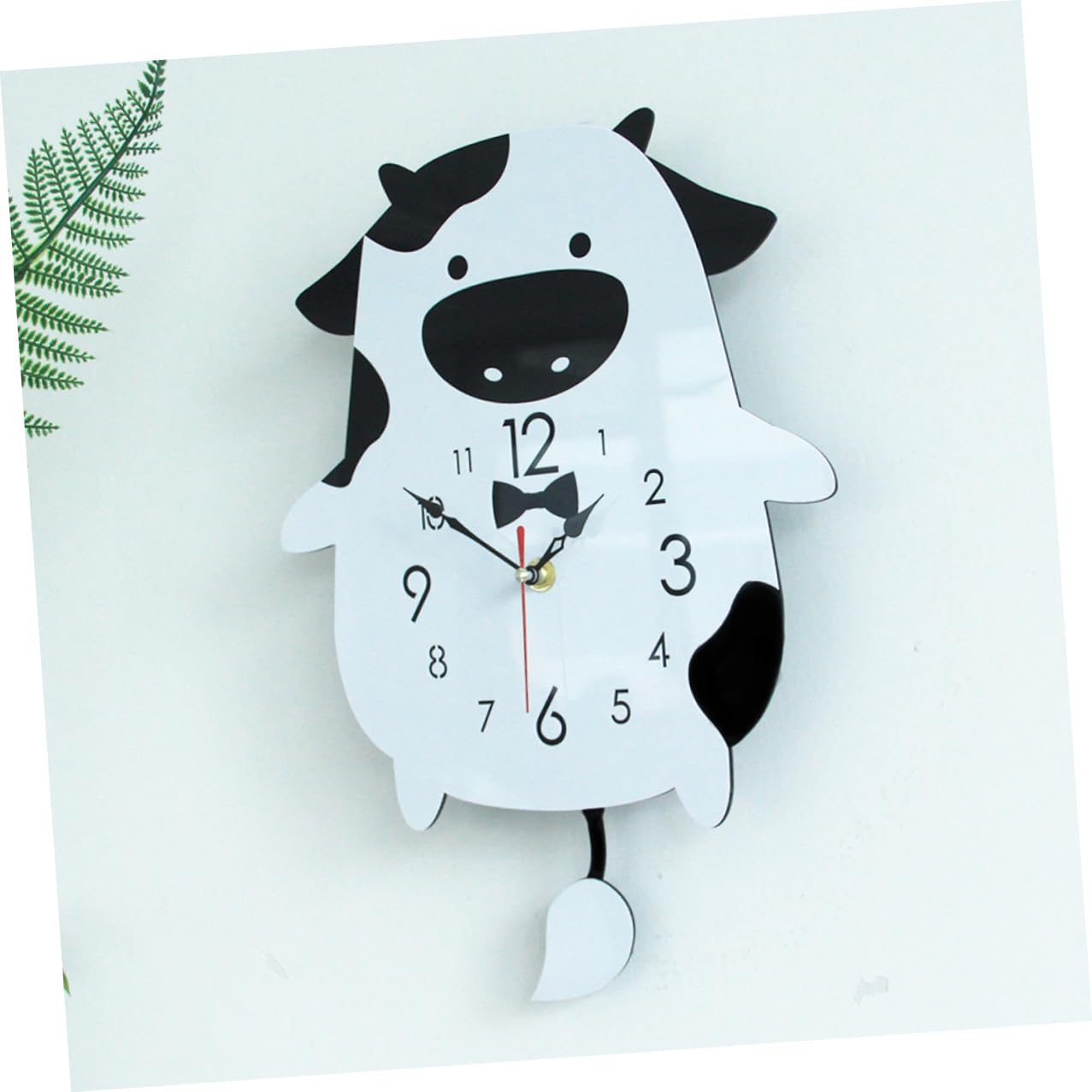DOITOOL Orologio da Parete a Forma di Mucca Cartone in Acrilico Silenzioso | Campanaccio Mucca per Decorazioni da Parete, senza Pile, Display Tridimensionale Singolo Lato