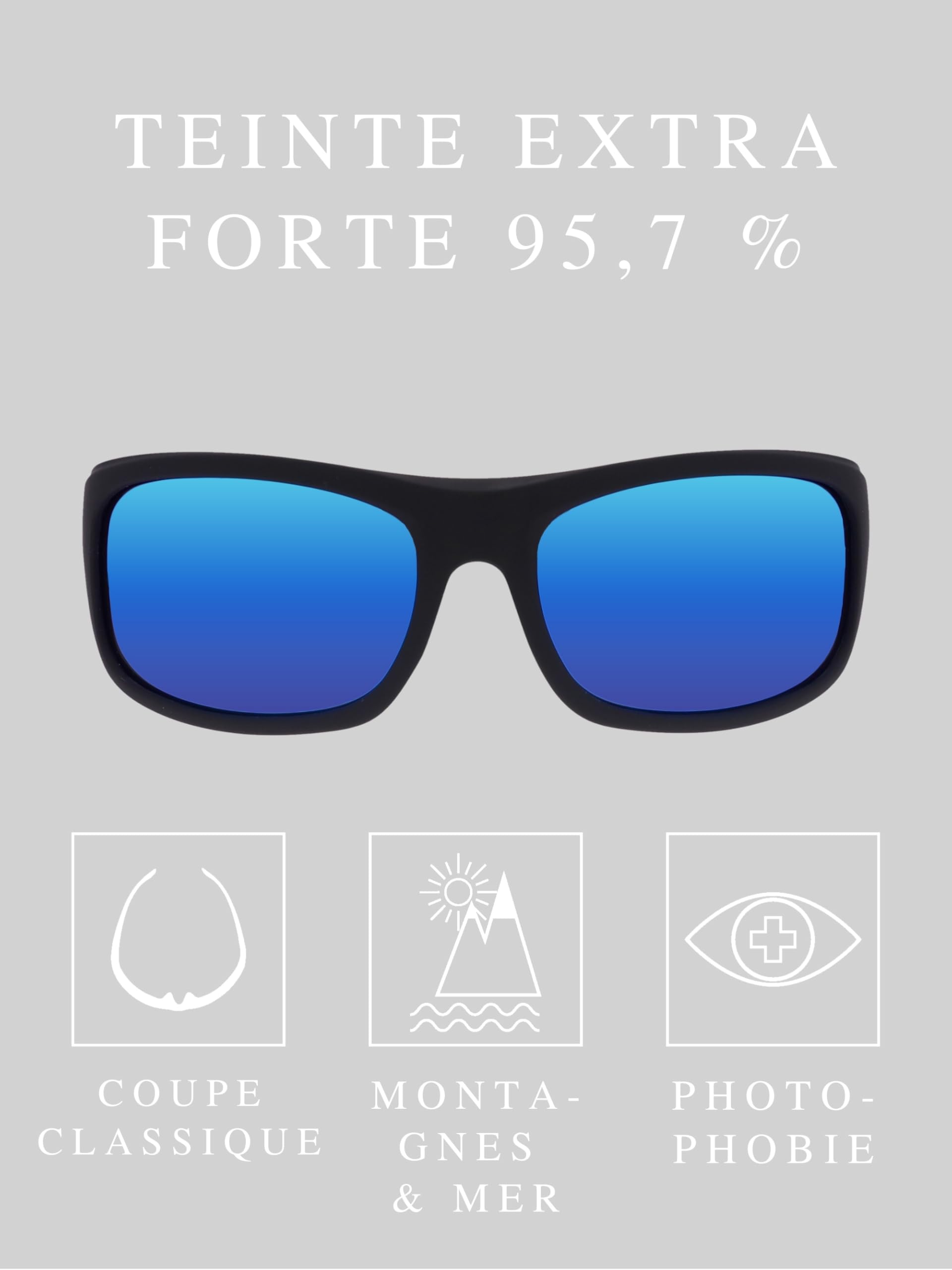 EREBOS Lunettes de soleil catégorie 4 - Extra foncées pour homme et femme - Verres polarisés et miroir - Lunettes glaciers CAT 4 - UV 400 - Lunettes pour yeux sensibles à la lumière