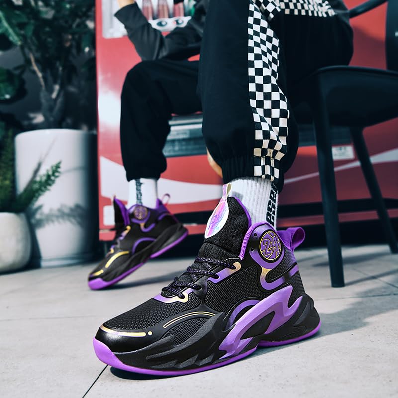 Bolognifi Chaussures de Basket Montantes for garçons, Baskets rembourrées avec Maintien Respirant for l'entraînement Sportif des Jeunes Équipement de Basketball