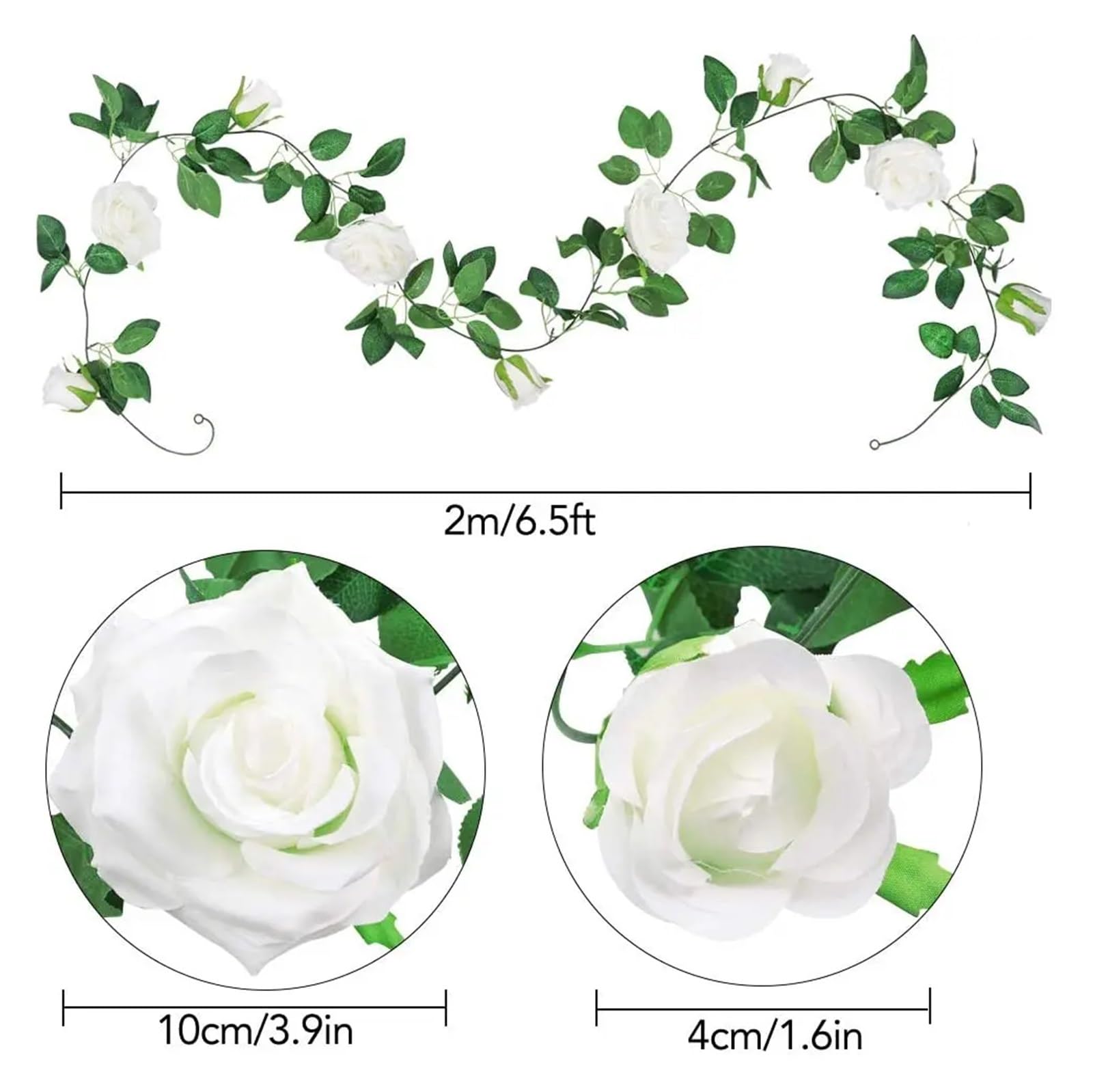 Guirlande de Roses 2 m à 16 têtes for décoration Mariage, fiançailles ou cérémonie(Cham)