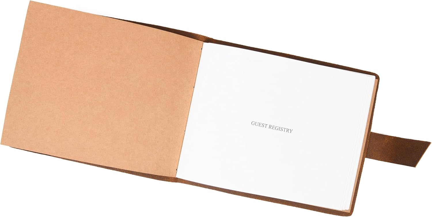 Tolredo Canadian Premium Guest Book Guest Sign-in Book Guest Registry Logbook Journal Top Grain Cowhide Leather Visitor Register 50 Rough-cut Templated Pages, 300 Guest Entries