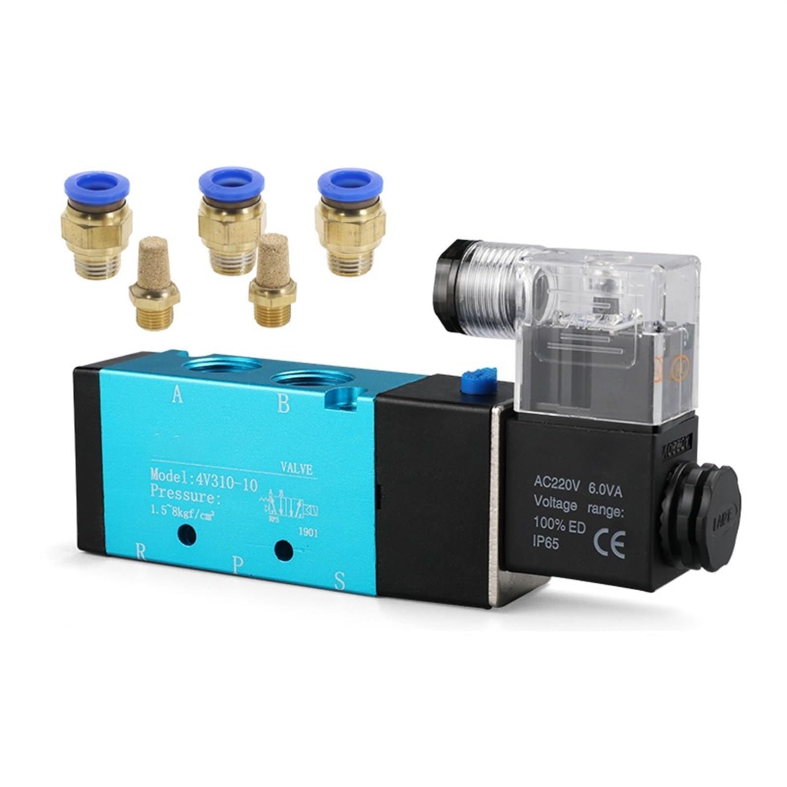 Electroválvula neumática de 5 Puertos, vías, 2 Posiciones, 8 mm, 10 y 12, conexión a Manguera, Control eléctrico, válvula magnética Aire Gas, V, 24 220(With-10mm-fitting,Motor with Bracket)