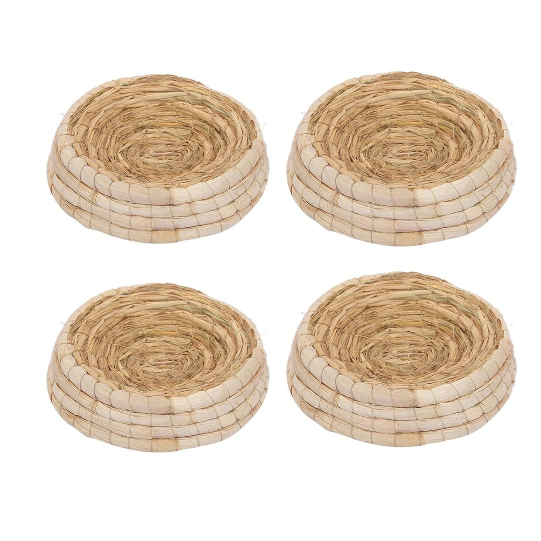 4pcs Handwoven Pigeon Nesting Bowls, Bird Nests Straw Incubation Bed, Courtship Breeding House for Pigeon/Dwarf Rabbit/Gerbil/Chinchillas/Parakeet/Guinea Pigs, 24x6.5cm