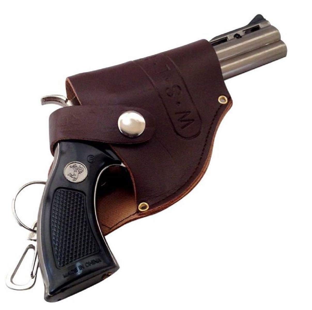 MEESA Revolver Gun Shaped JETFLAME REFILLABLE Cigratte Lighter with Cover (Metal Body and Plastic Hand Grip)