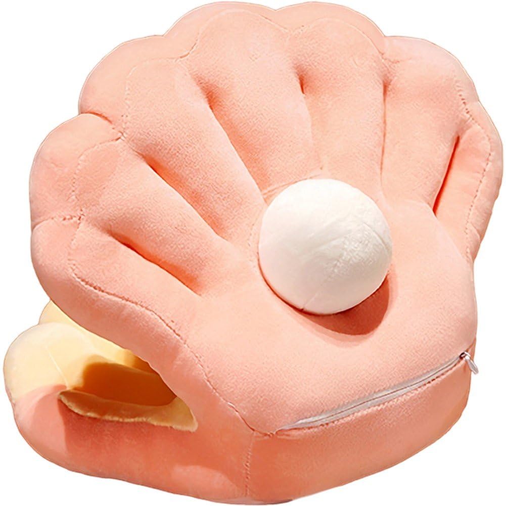 Baokuan Soft Throw Pillow, Plush Shell Cushion with Pearl Accent for Bed Couch, Cozy Lumbar Support & Nap Pillow for Living Room Bedroom