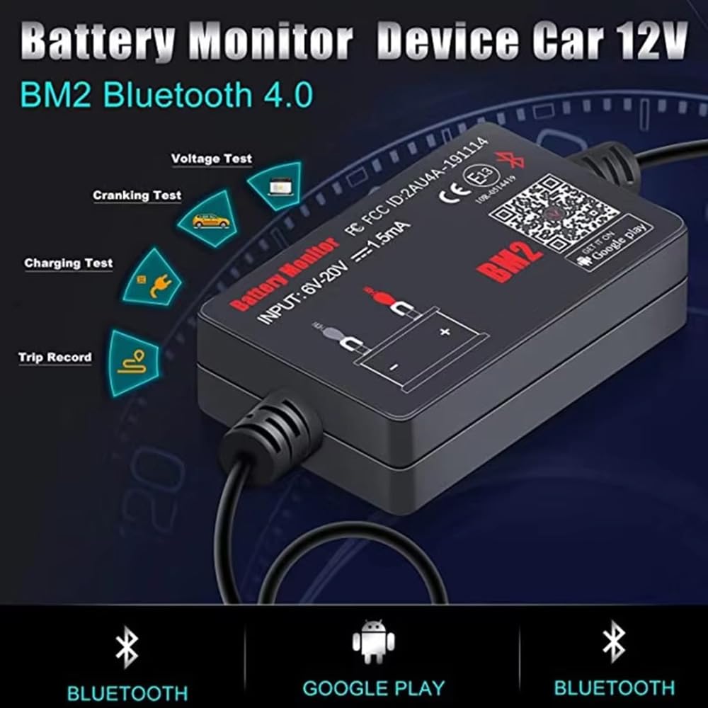 BM2 12V Tester Akumulatorów Bluetooth 4.0 Bezprzewodowy Napięcia