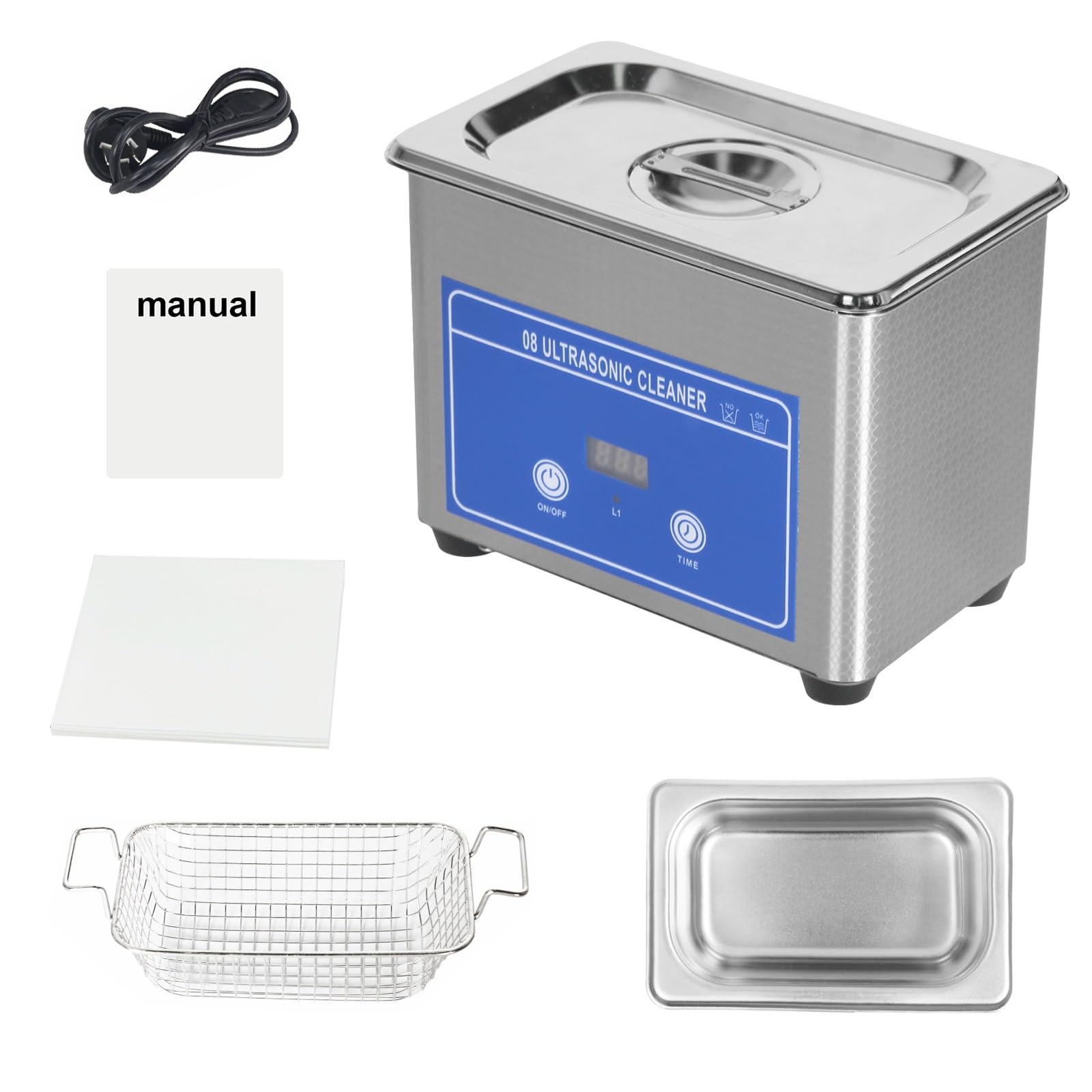 Ultraschallreinigungsgerät, Ultraschall Schmuck Reiniger, 42KHz 35W Ultraschallreiniger mit Timer 800ML Edelstahl Reinigungsmaschine für Zahnprothesen Schmuck Brillen Uhren Gläser(EU Stecker)