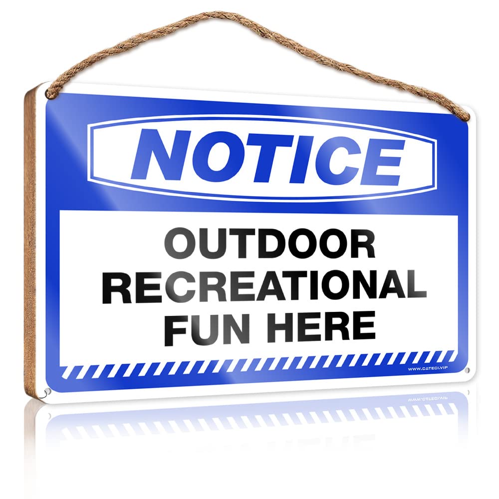 Front Door Sign Funny Notice Outdoor Recreational Fun Here Wooden Sign(23X35CM)