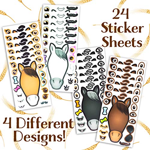 24 Make A Horse Sticker Sheets - Includes Brown, Black, & White/Grey Horses - Fun Craft Activity For Children - Perfect Party Favors For Horse, Petting Zoo & Barn Themed Birthday Parties #TOP2