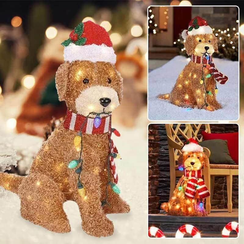 GOOSH 5 FT Long Christmas Inflatables Dog Outdoor Decorations Blow Up Yard Cute