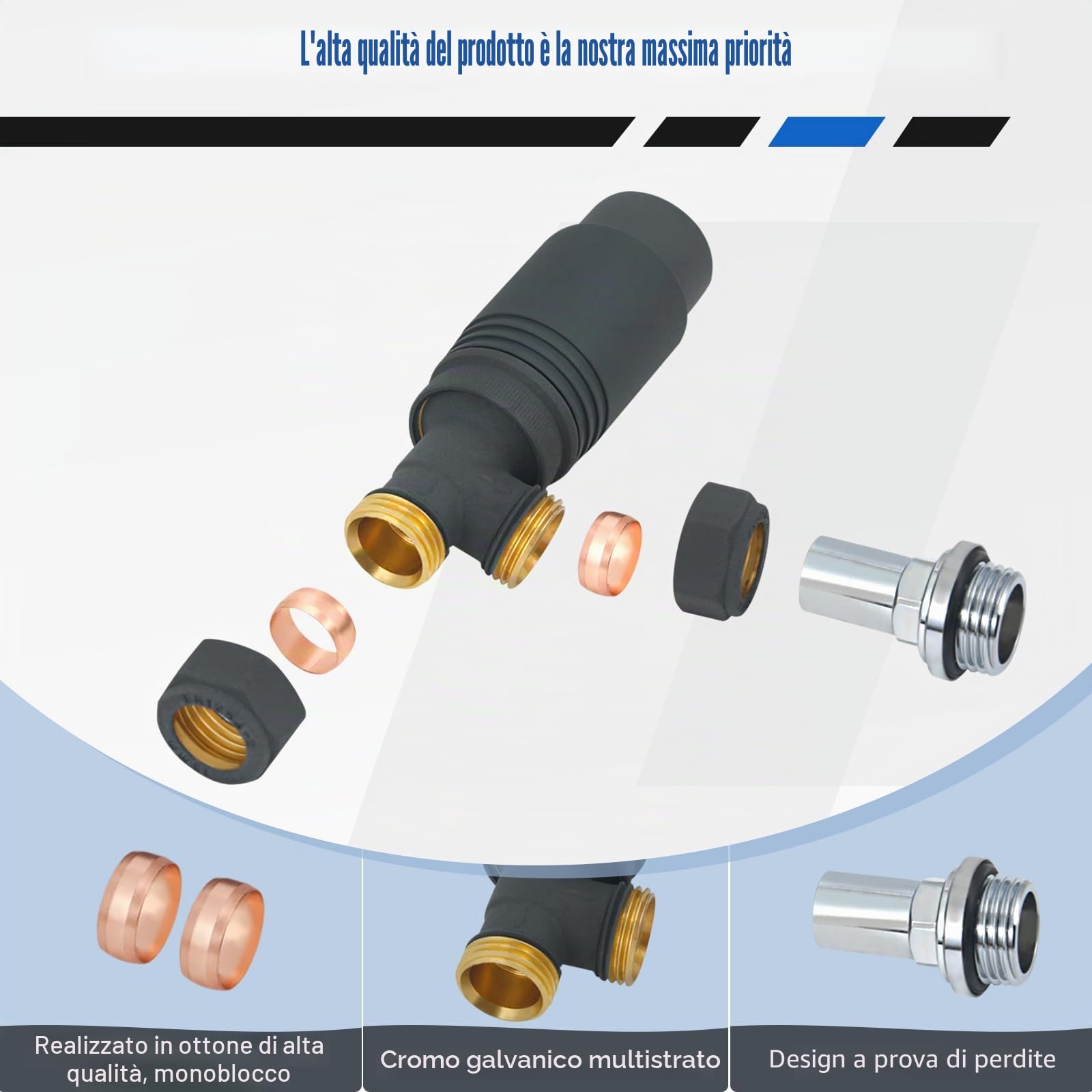 Valvole termostatiche per termosifone (TRV), strutturate, grigio antracite, valvola di blocco angolare, 15 mm, per radiatori per riscaldamento centralizzato, portasciugamani