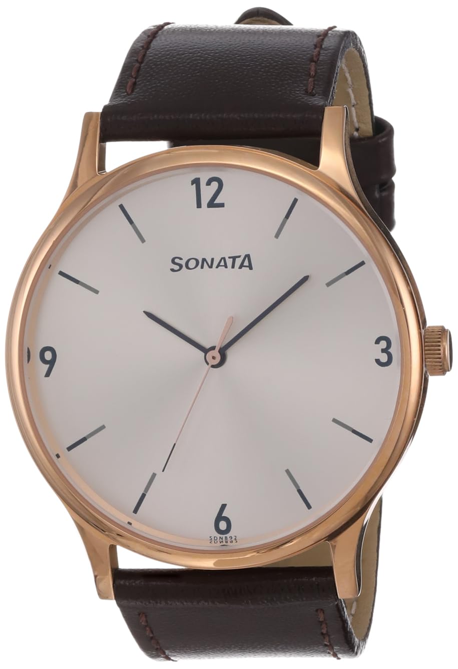 Fastrack Men Leather Sonata Silver Dial Analog Watch -77105Wl02, Band Color-Brown (B0C5N21KCF) Amazon Price History, Amazon Price Tracker