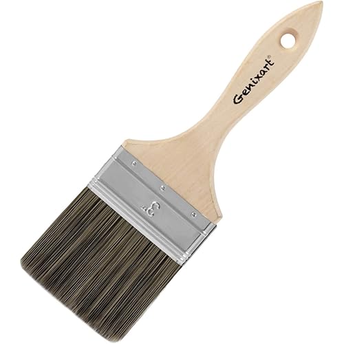 Double Thick Chip Paint Brush, 3 inches Stain Brushes for Painting Walls and Fence Staining, Wooden Handle Masonry Paintbrush for Varnish, Paste and Gesso