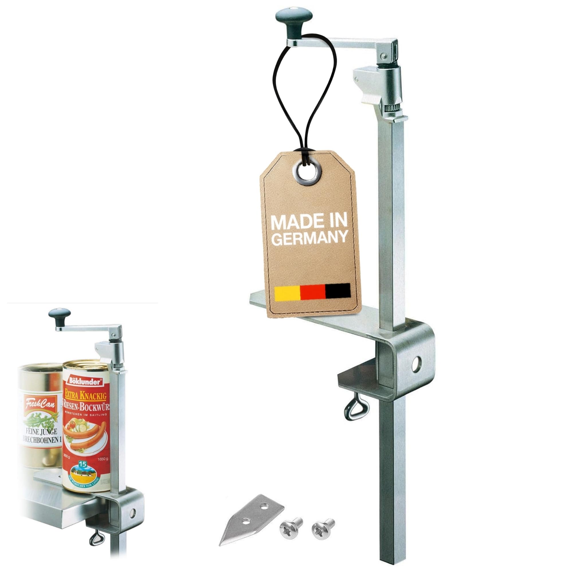 Westmark Set: Abrelatas para montaje en mesa + juego de piezas de repuesto, Para restauración / profesionales, Largo: 84 cm, Acero / Acero inoxidable, Sieger Clou 30, 198022E6