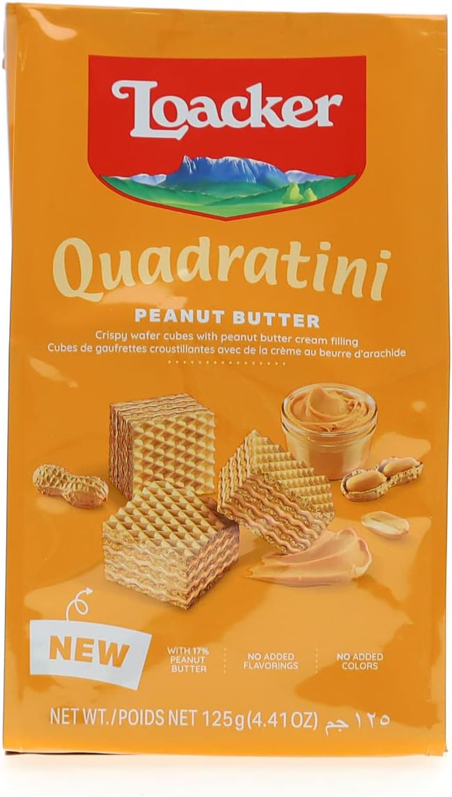 Loacker Quadratini Peanut Butter Wafer - 125gms (Pack of 1)