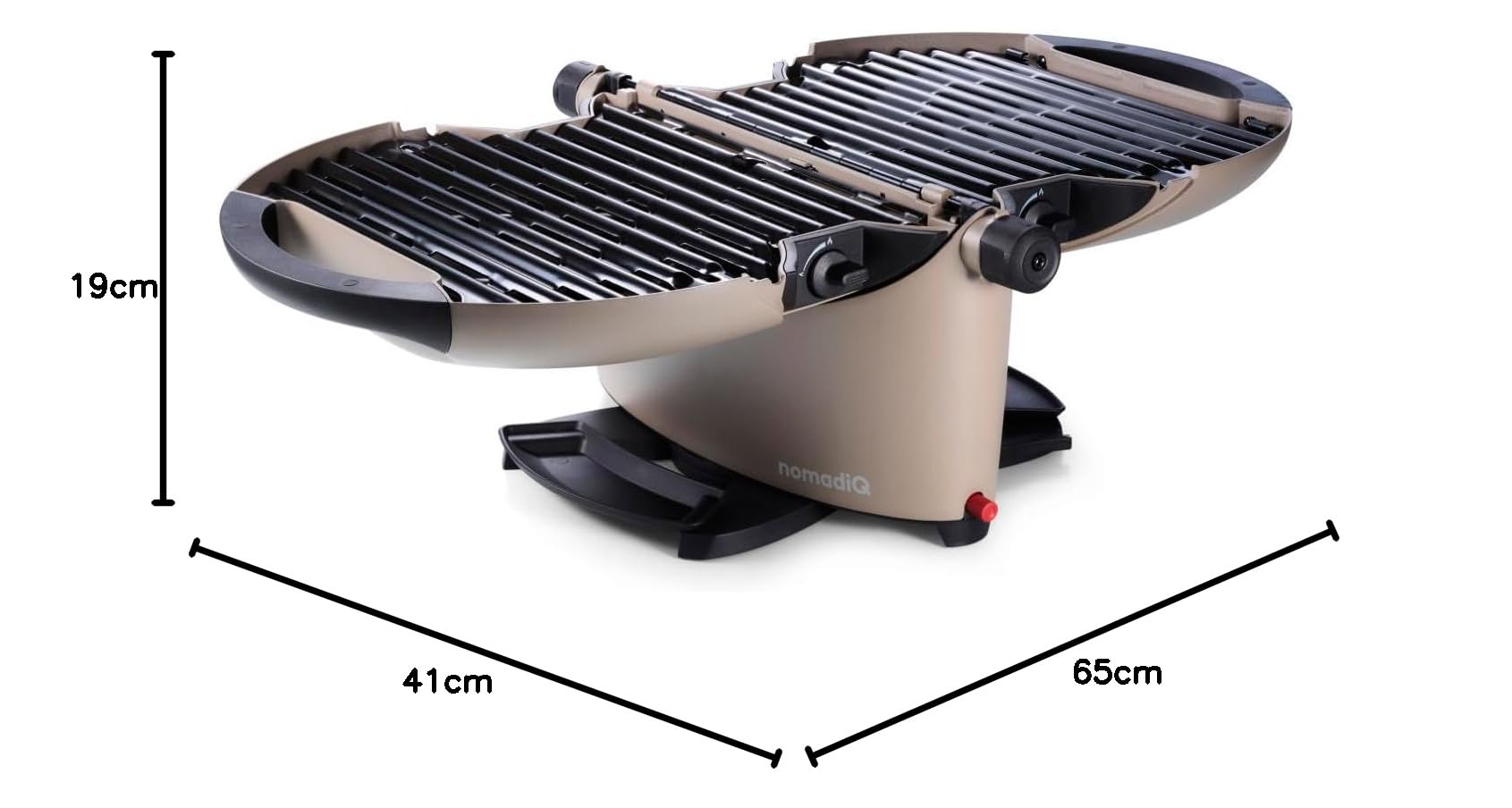 NOMADIQ BBQ Camping | Tischgrill | Compact | 2 Brenner | gasgrill camping | gasgrill balkon Wohnmobil | grillplatte, portable, outdoor, barbecue, outdoor kocher