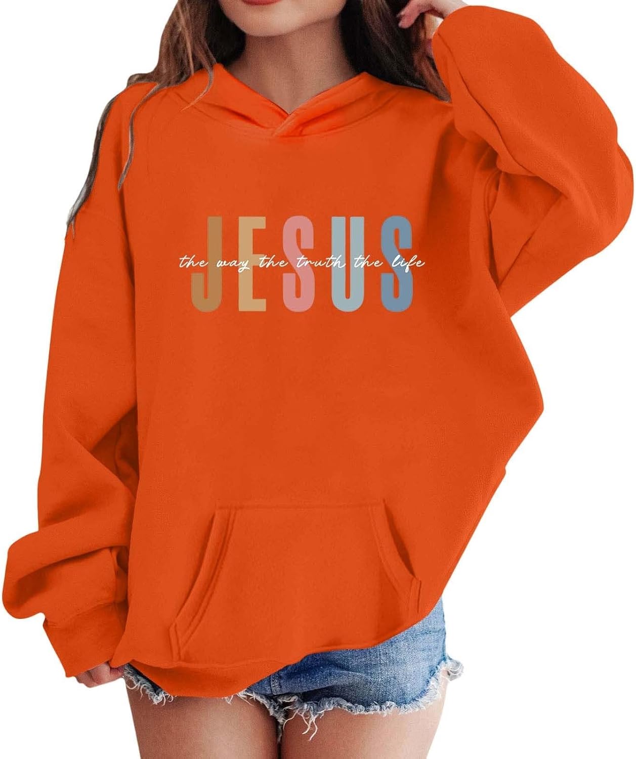 Christian Hoodies for Boys Girls Jesus Letter Graphic Printed Hoodies Preppy Long Sleeve Pullover Sweatshirts