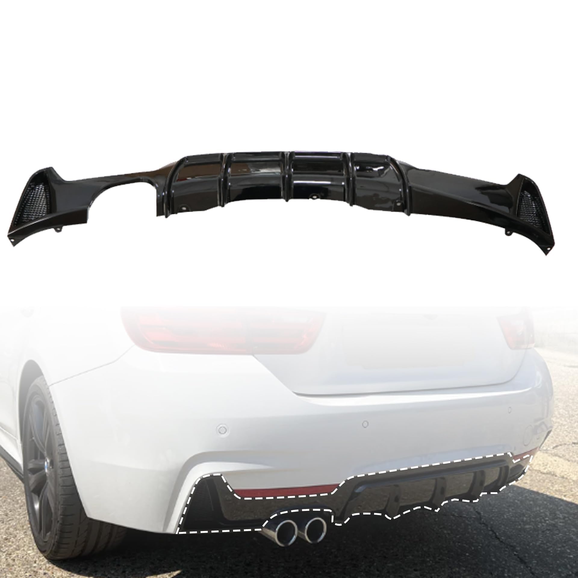 GXARTS Gloss Black Bumper Rear Lip Diffuser Compatible with BMW 4 Series F32 F33 F36 M Sp…