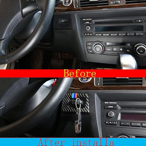 Miniatura 2 de YIWANG Adhesivo de fibra de carbono real de mezcla de colores para interior de coche, marco para BMW Serie 3 E90 2005-2012