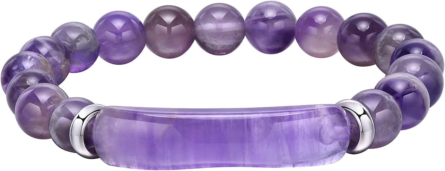 GIGB PBDK Good Luck Energy Chakra Stone Beaded Bracelet for Women,Simple Purple Quartz Natural Crystal Jewelry Accessories,Link Stretchable Bracelet Gifts - Image 8